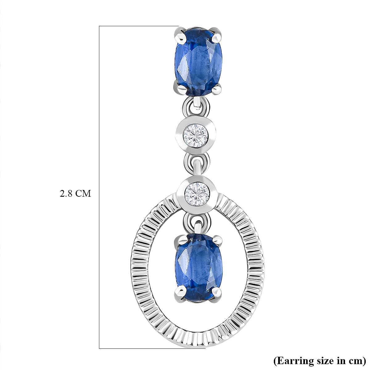Kyanite and Natural Cambodian Zircon Dangling Earrings in Platinum Overlay Sterling Silver 2.62 Ct.