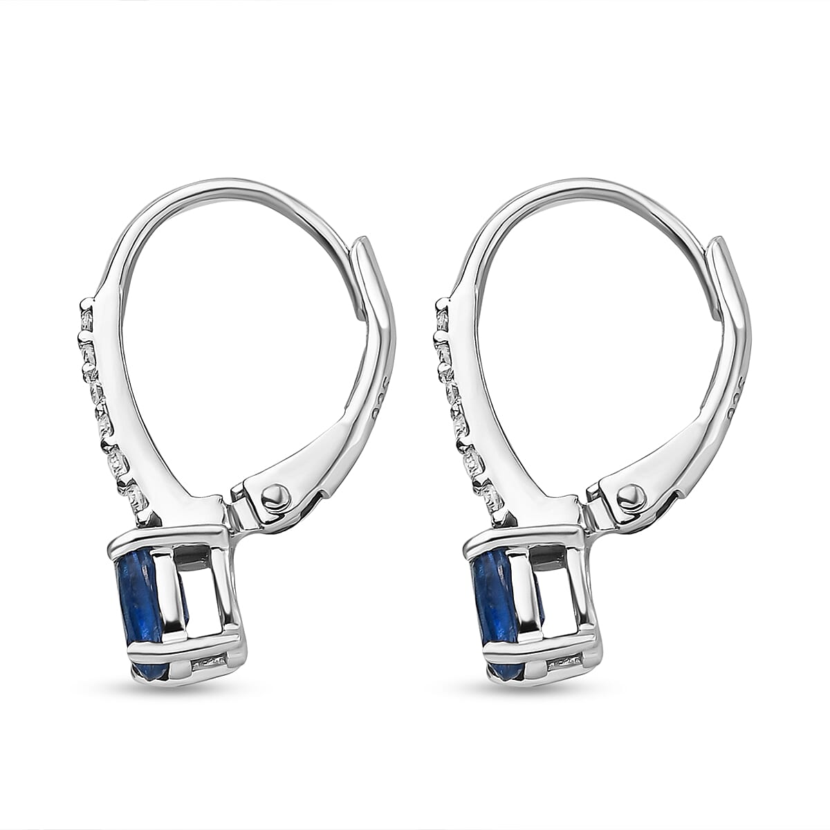 Kyanite and Natural Cambodian Zircon Hoop Earrings in Platinum Overlay Sterling Silver 1.37 Ct.