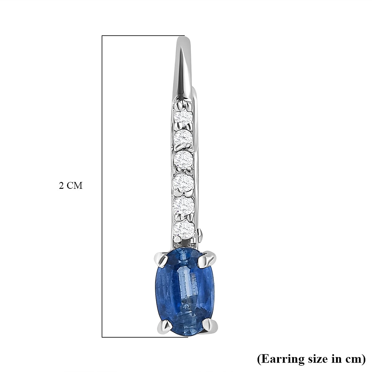 Kyanite and Natural Cambodian Zircon Hoop Earrings in Platinum Overlay Sterling Silver 1.37 Ct.