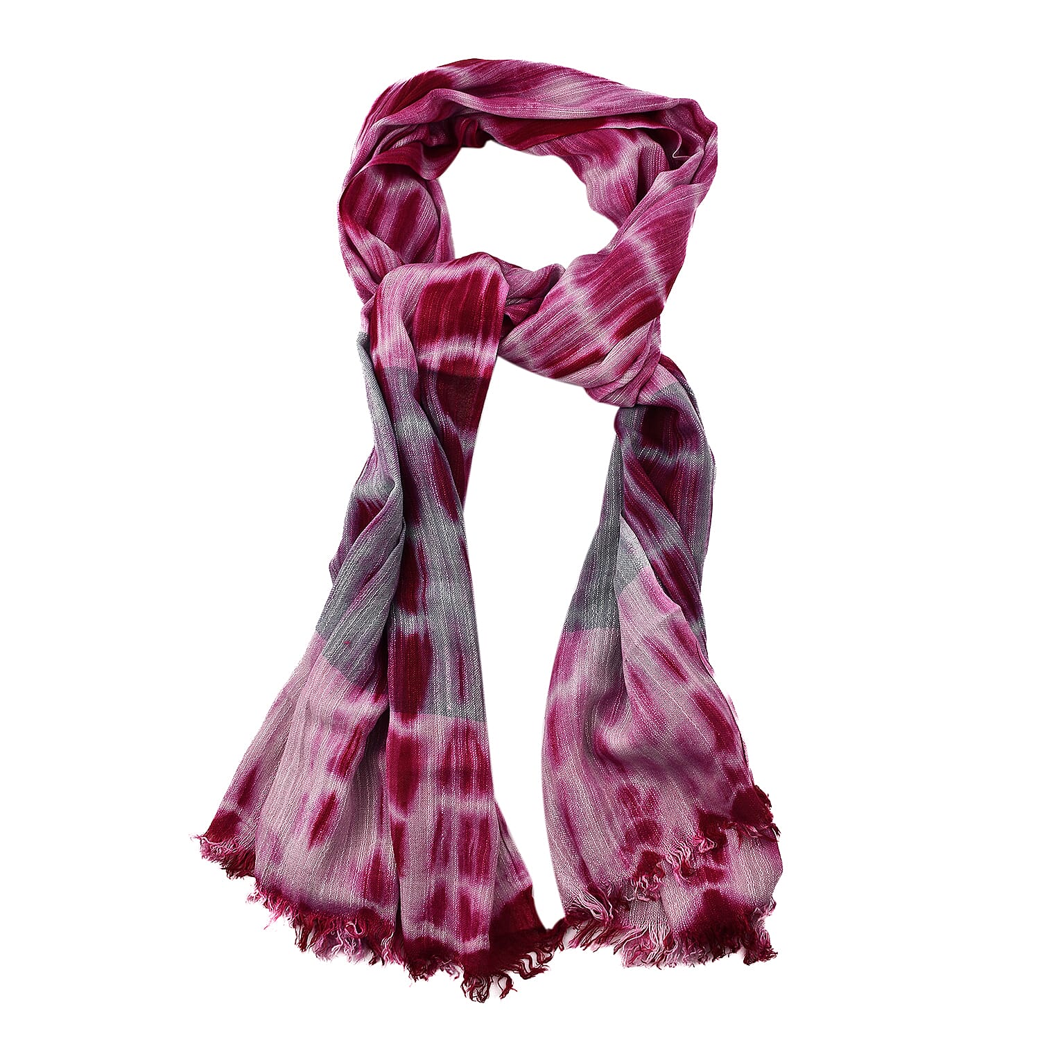 Tara Clothing 100% Viscose Tie Die Shawl (Size 185x70 Cm) - Red & Pink