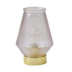 Homesmart Glass Vase Shaped Table Lamp with Golden Base and Flaming Bulb (Size 18x11 cm) - Dark Blue