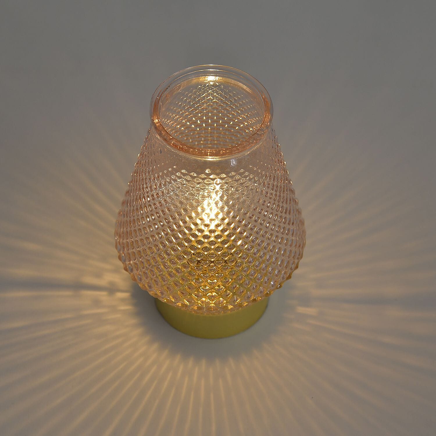 Homesmart Glass Vase Shaped Table Lamp with Golden Base and Flaming Bulb (Size 18x11 cm) - Pink