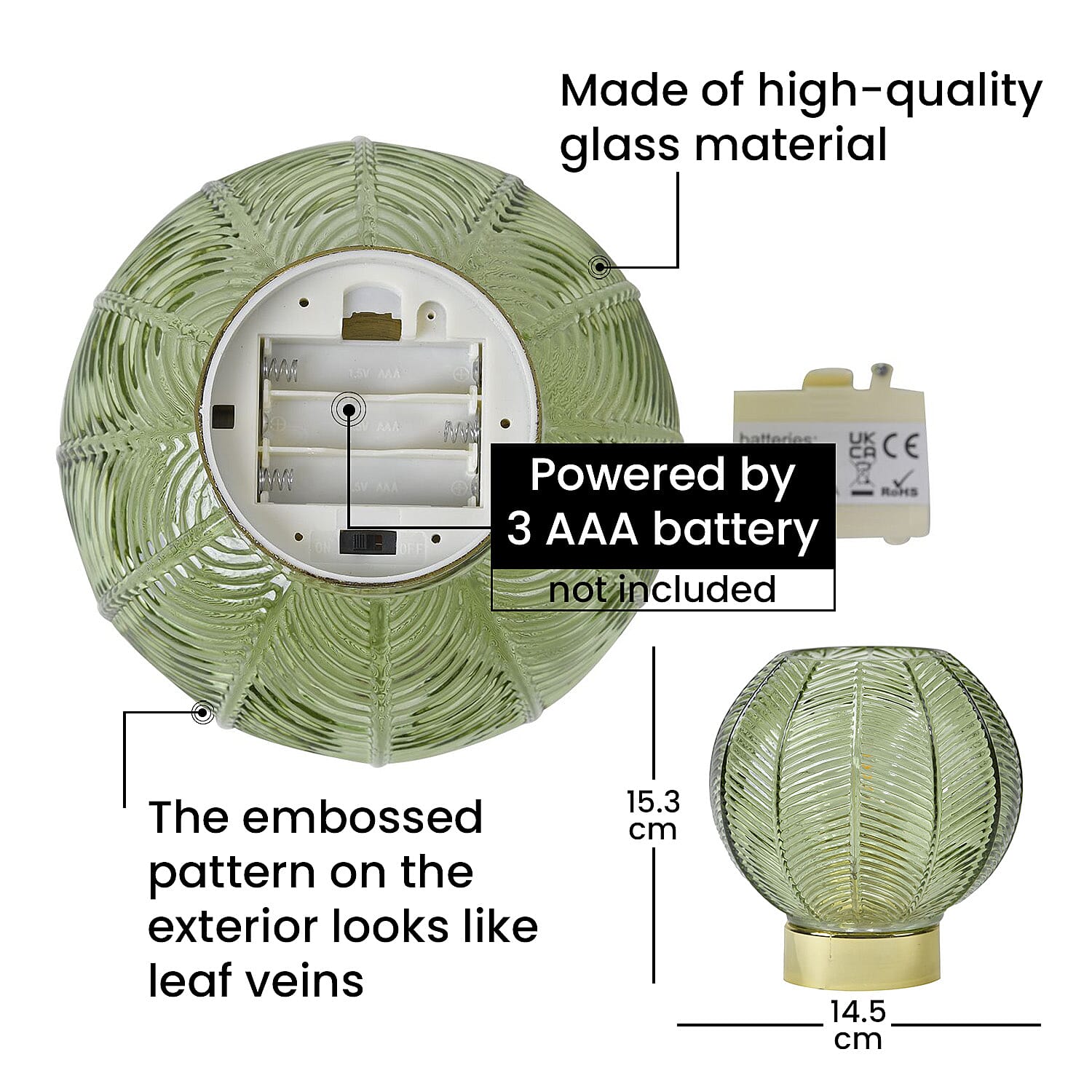 Homesmart Spherical Glass Table Lamp with Vintage Edison Filament Bulb (Size 15x14 cm) - Green