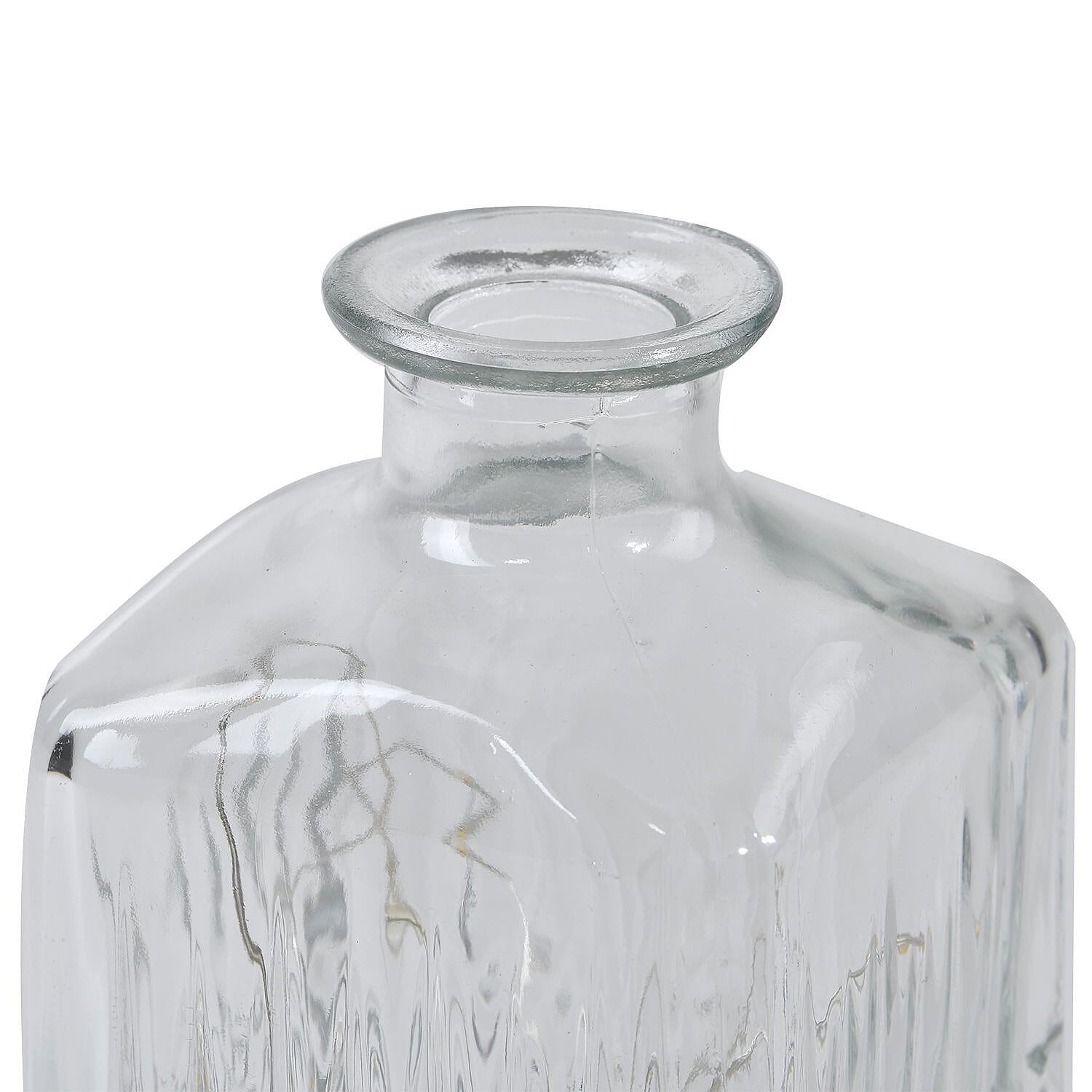 Embossed Square Glass Bottle with 18 Mini LED String Lights (Size 9x9x23 Cm)