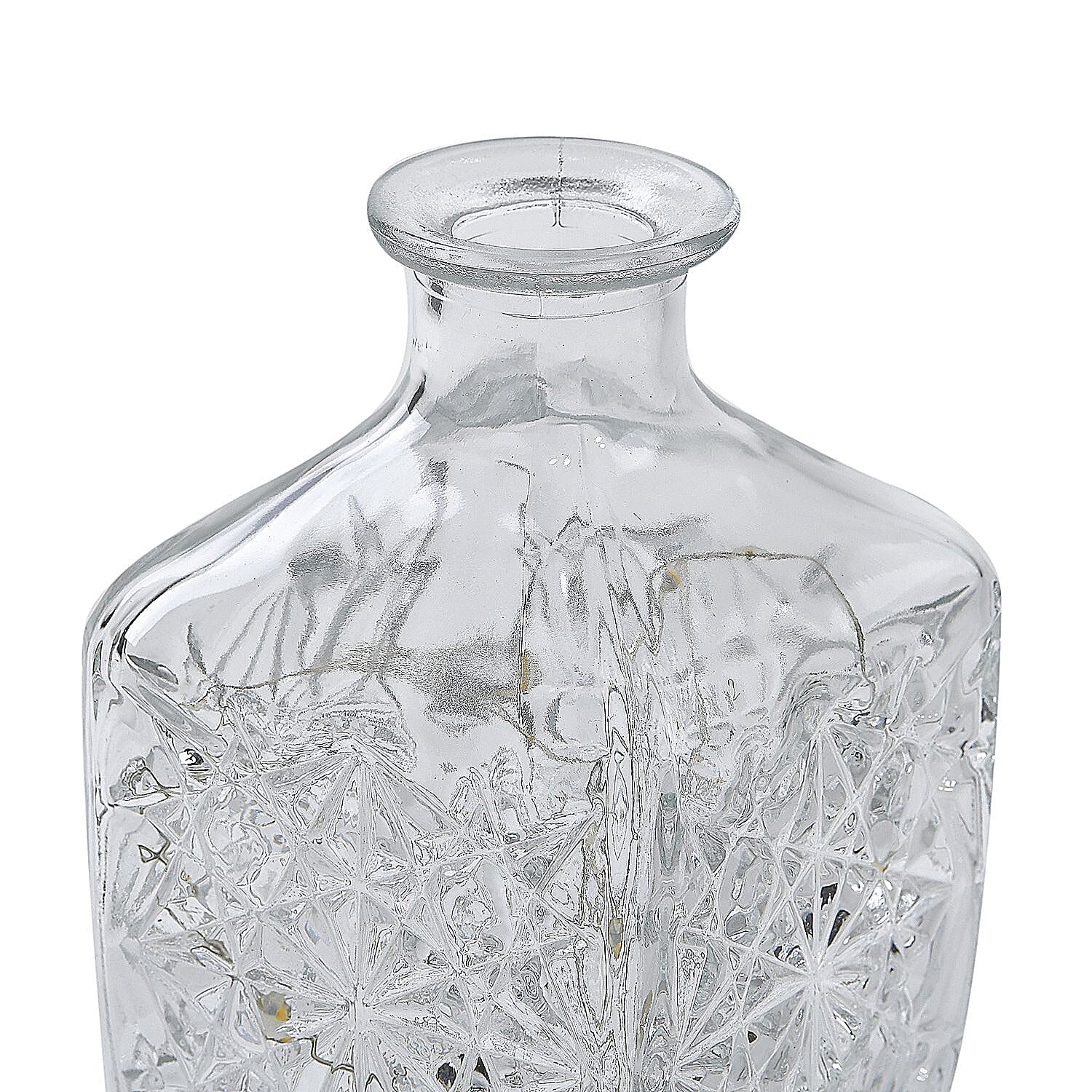 Embossed Glass Decanter with 18 Mini LED String Lights (Size 9x9x24 Cm)