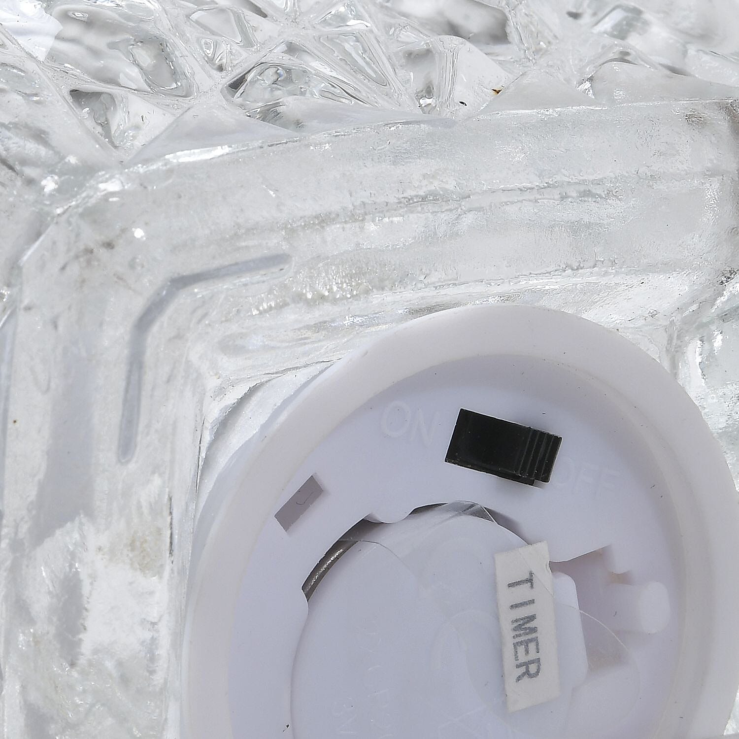 Embossed Glass Decanter with 18 Mini LED String Lights (Size 9x9x24 Cm)