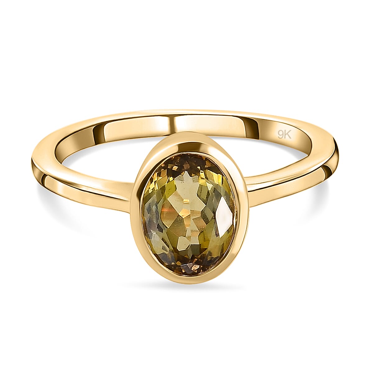 9K Yellow Gold Natural Yellow Tanzanite Solitaire Ring 1.32 Ct.