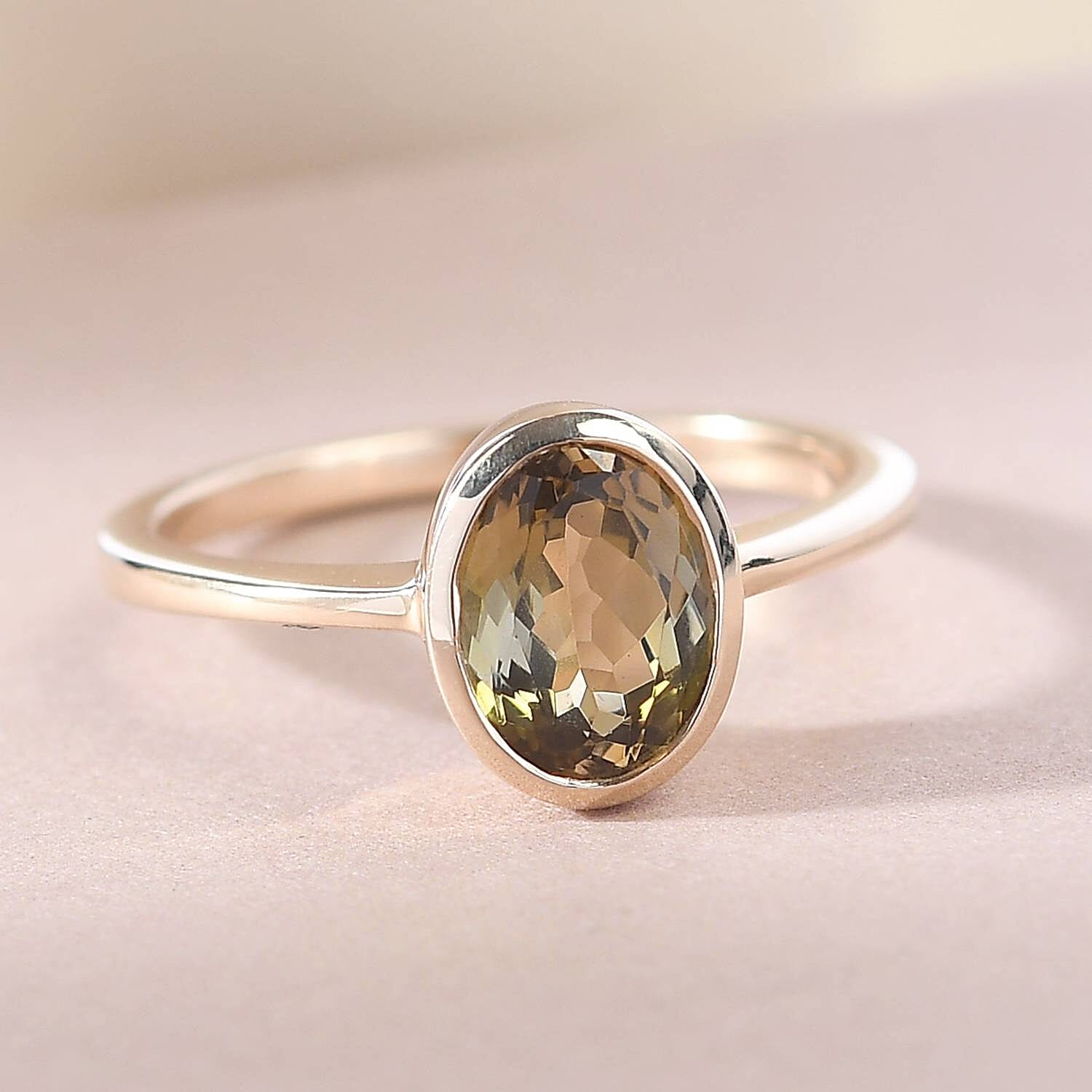 9K Yellow Gold Natural Yellow Tanzanite Solitaire Ring 1.32 Ct.