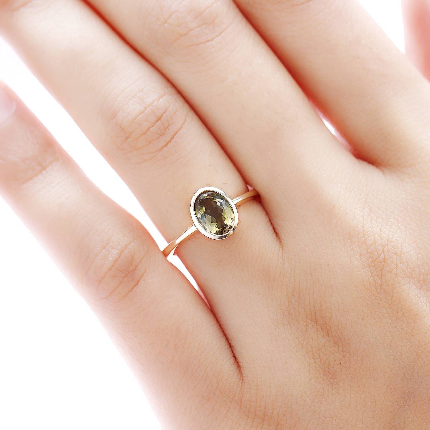 9K Yellow Gold Natural Yellow Tanzanite Solitaire Ring 1.32 Ct.