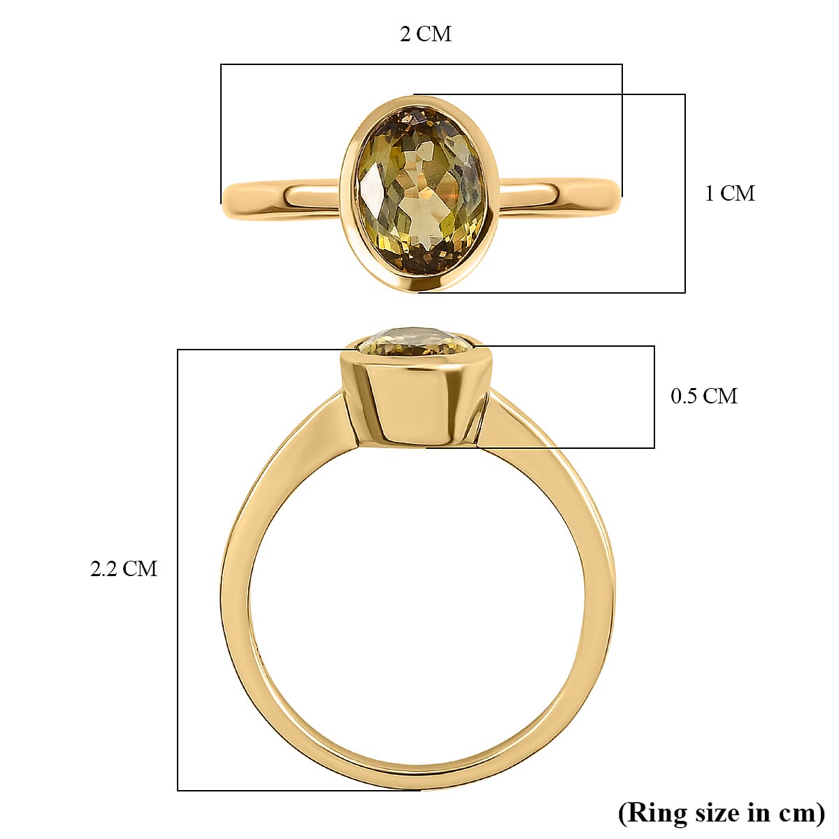 9K Yellow Gold Natural Yellow Tanzanite Solitaire Ring 1.32 Ct.