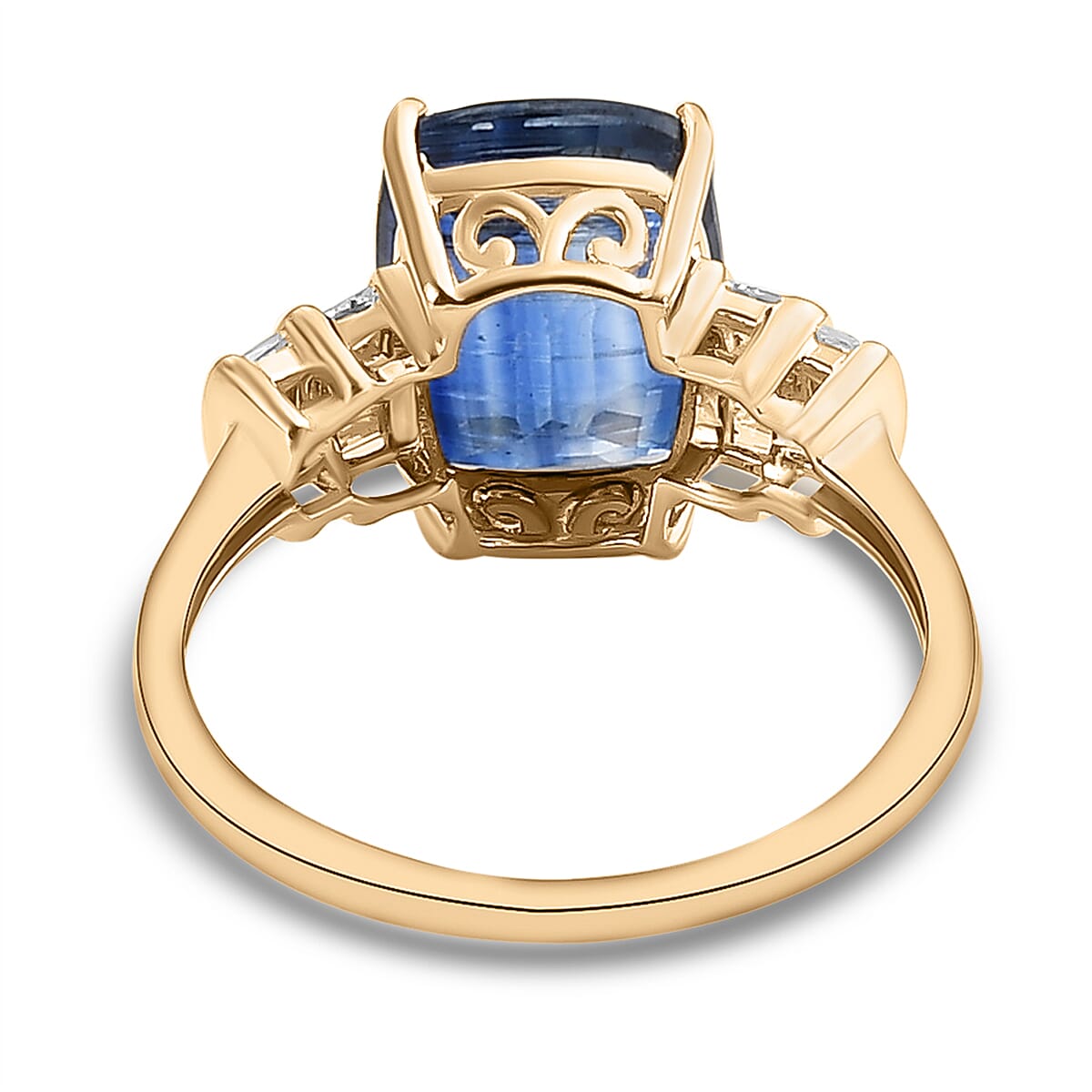 9K Yellow Gold Kashmir Kyanite and Diamond Ring 4.00 Ct.