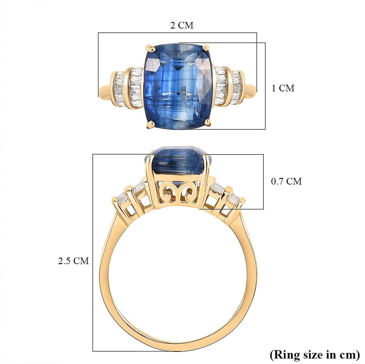 9K Yellow Gold Kashmir Kyanite and Diamond Ring 4.00 Ct.