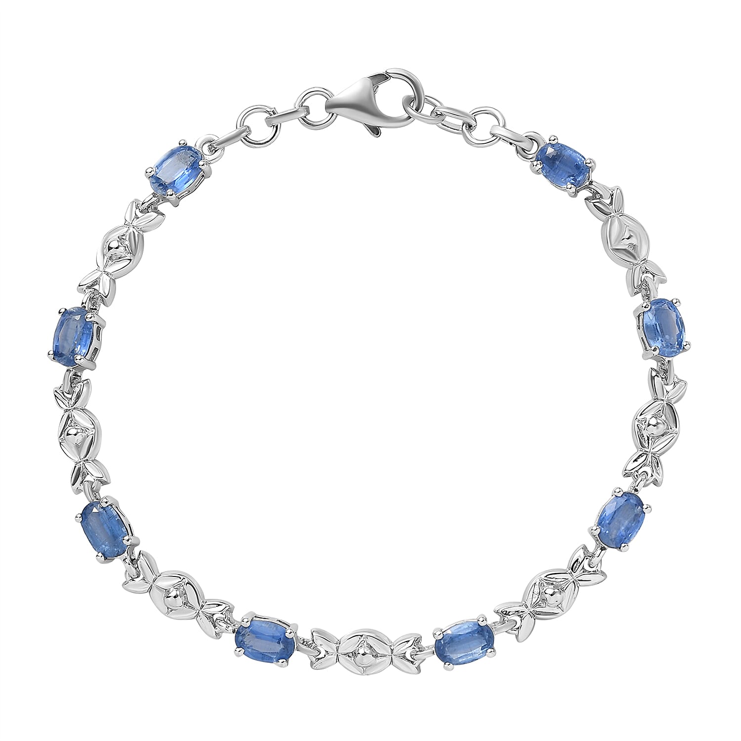 Natural Kashmir Kyanite Bracelet (Size - 7.5) in Platinum Overlay Sterling Silver 4.67 Ct, Silver Wt. 5.11 Gms