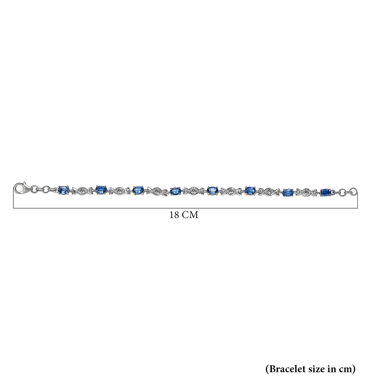 Natural Kashmir Kyanite Bracelet (Size - 7.5) in Platinum Overlay Sterling Silver 4.67 Ct, Silver Wt. 5.11 Gms