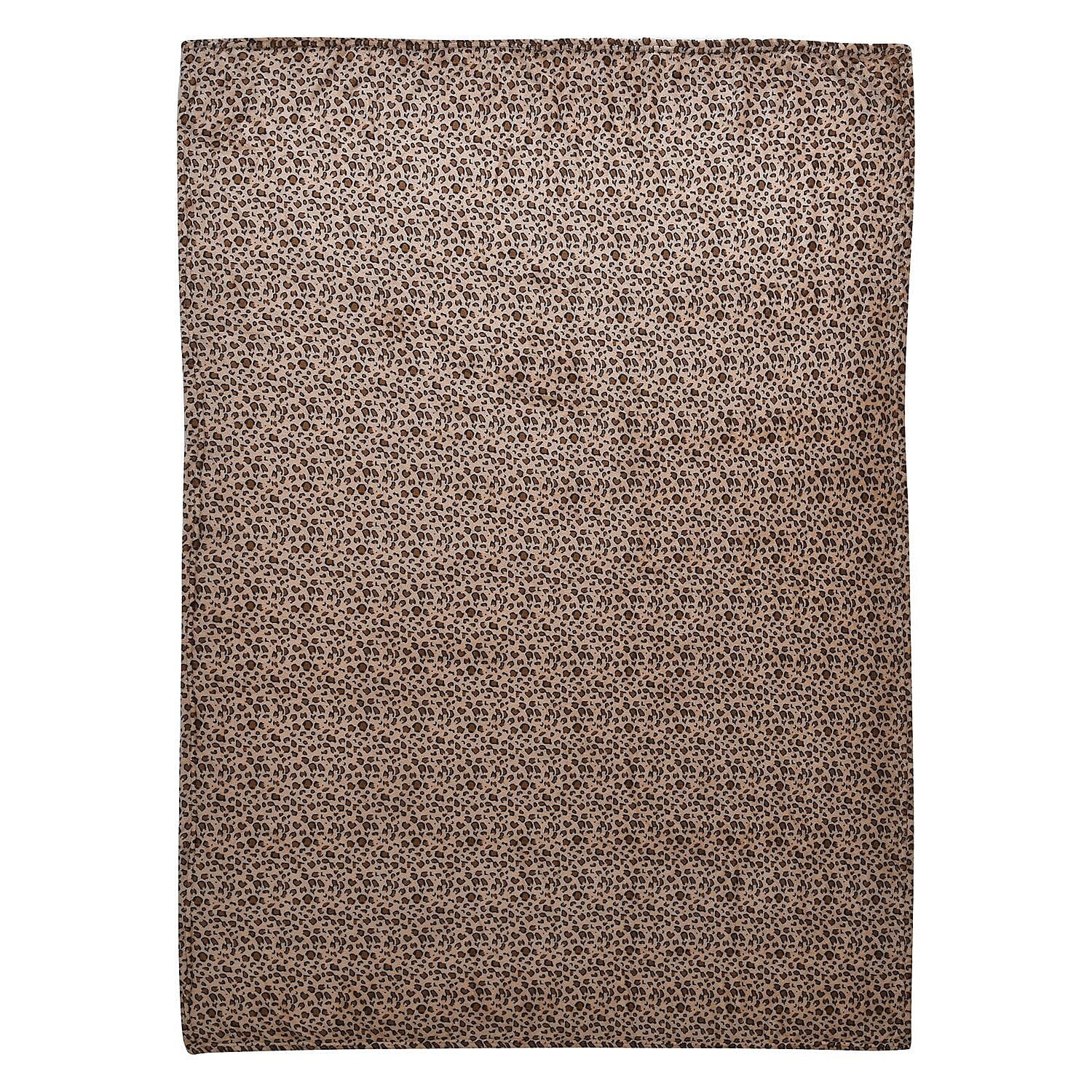 TJC Leopard Pattern Microfiber Blanket (Size 200x150 Cm) - Brown