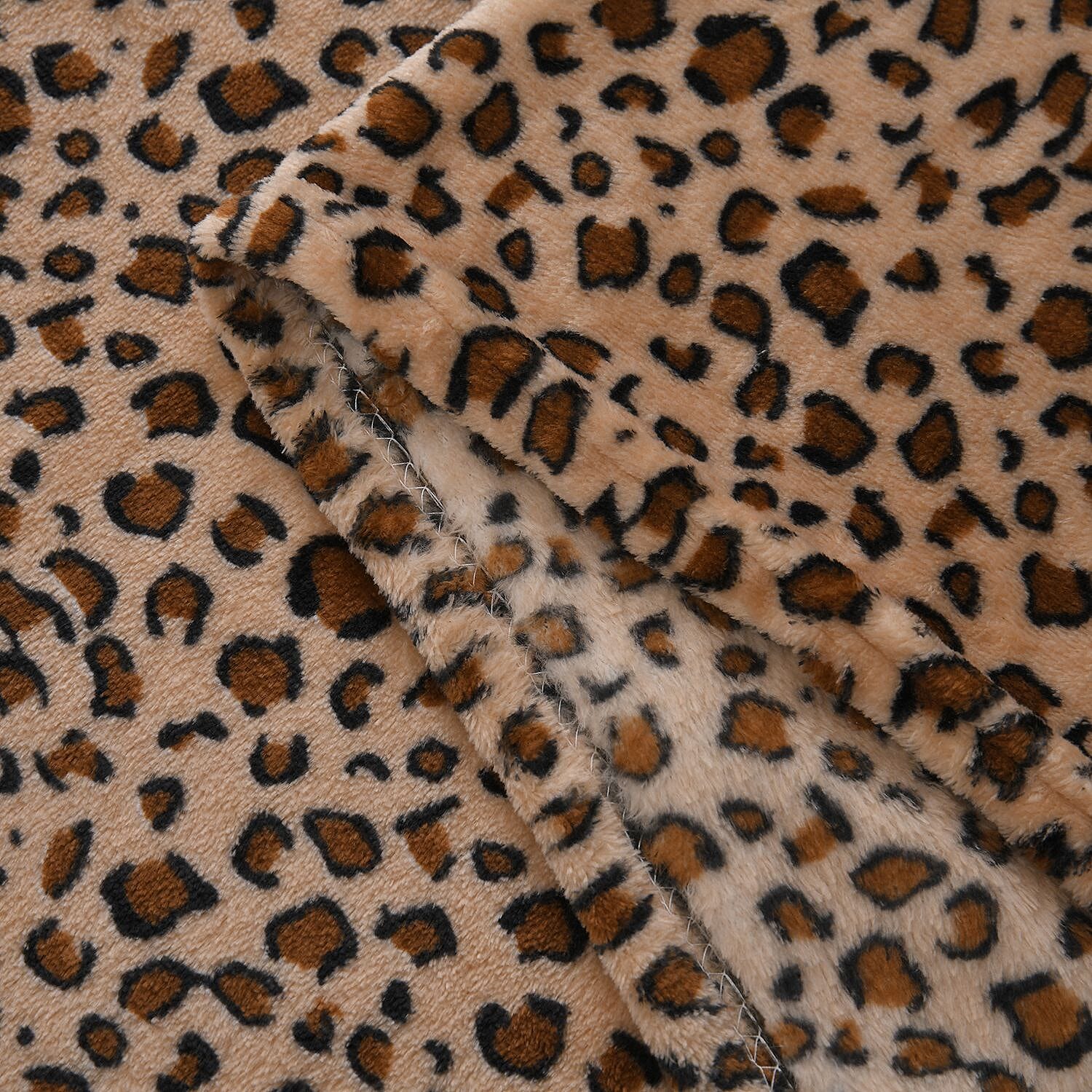 TJC Leopard Pattern Microfiber Blanket (Size 200x150 Cm) - Brown