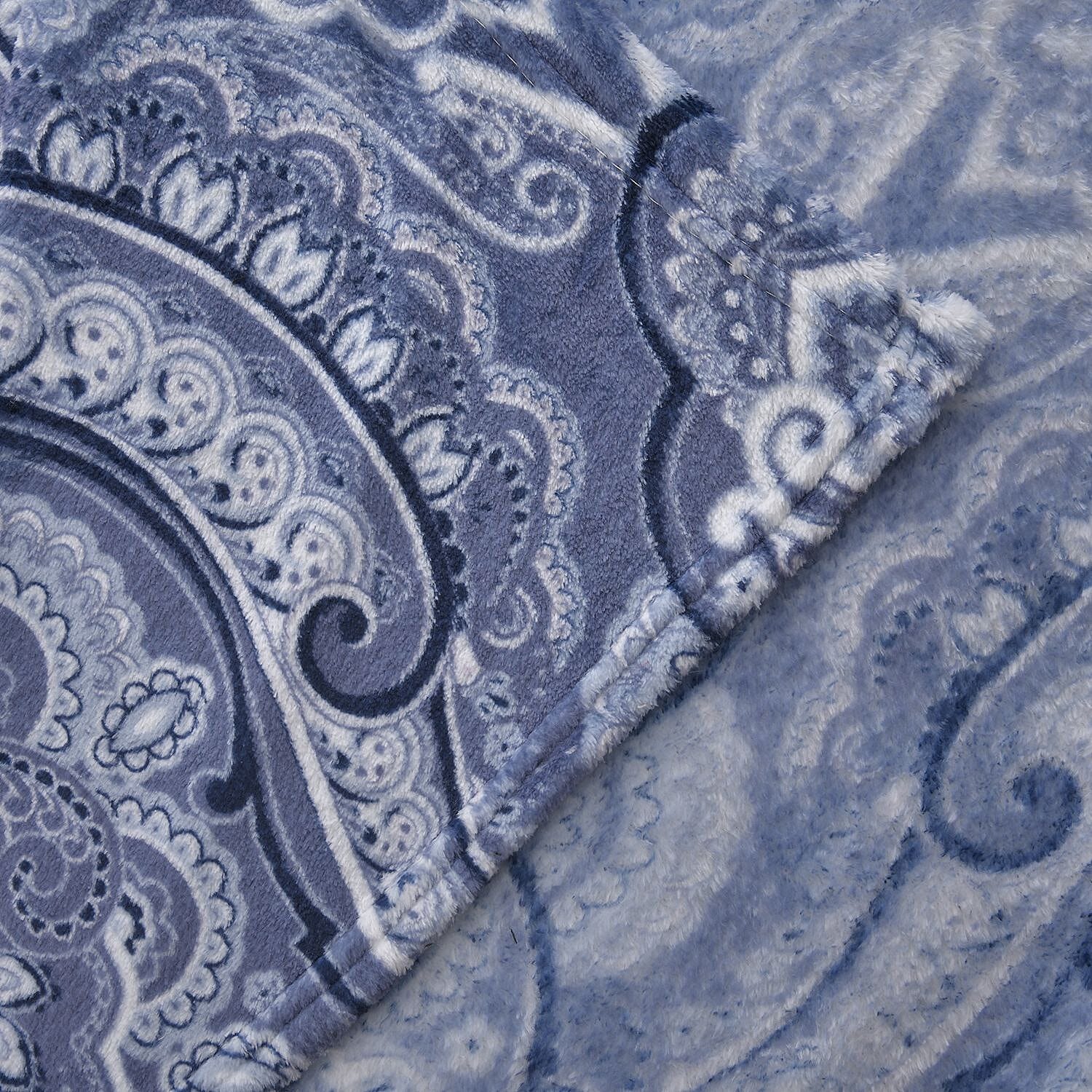 TJC Intricate Pattern Microfiber Blanket (Size 200x150 Cm) - Stone Blue