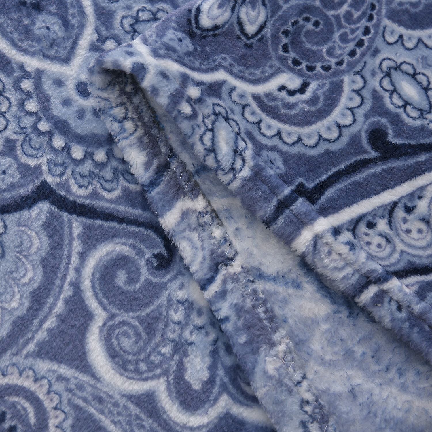 TJC Intricate Pattern Microfiber Blanket (Size 200x150 Cm) - Stone Blue
