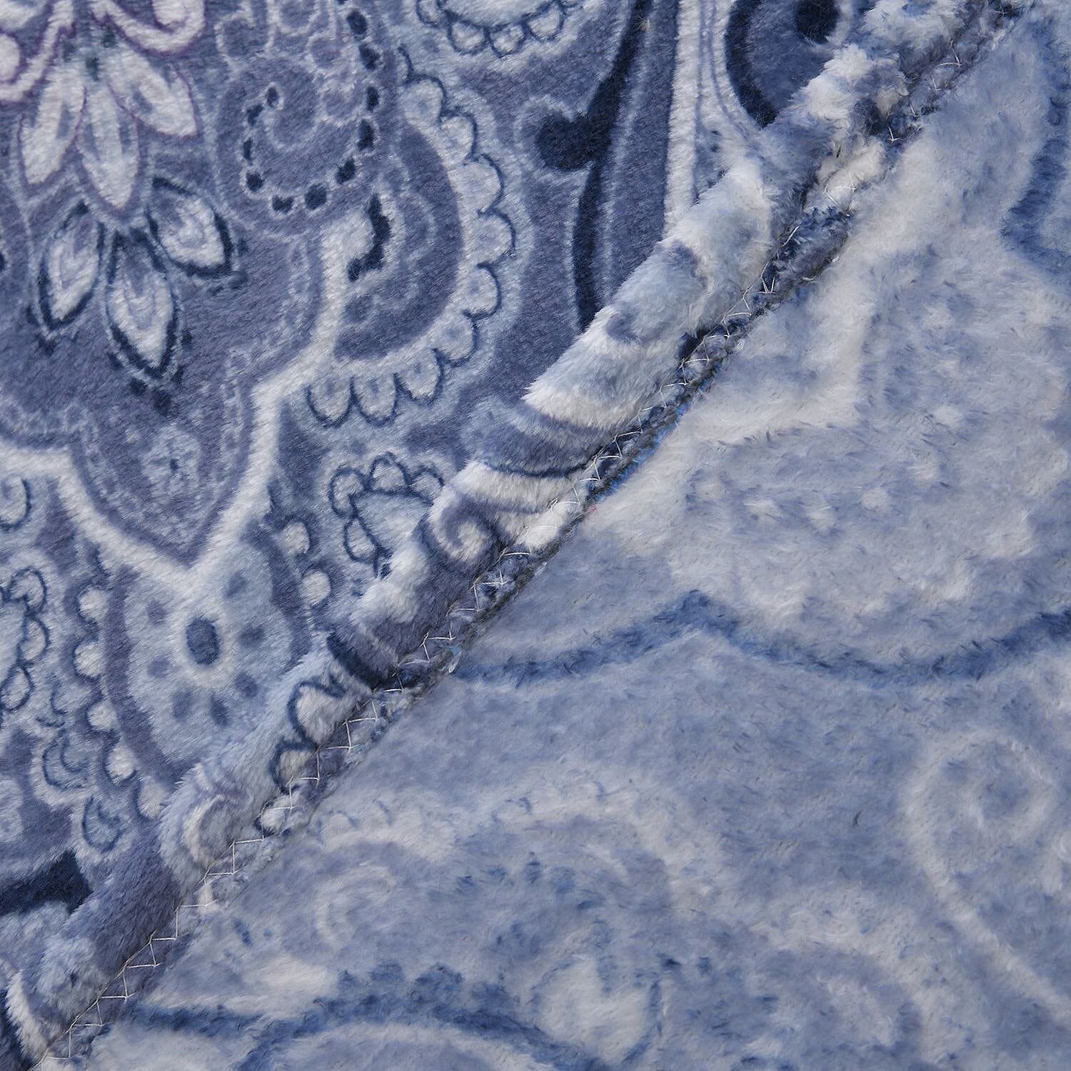 TJC Intricate Pattern Microfiber Blanket (Size 200x150 Cm) - Stone Blue