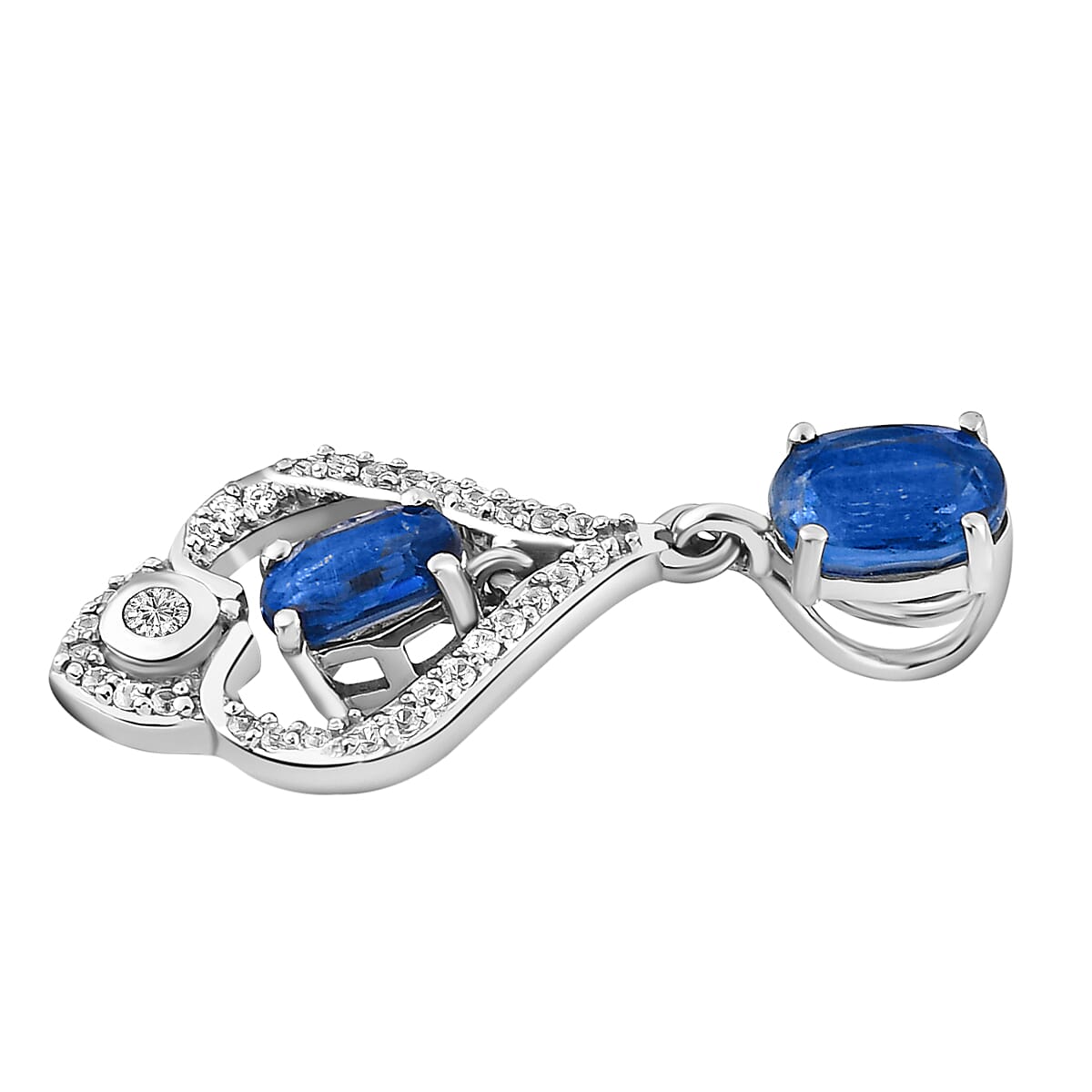 Kyanite and Natural Cambodian Zircon Pendant in Platinum Overlay Sterling Silver 1.90 Ct.