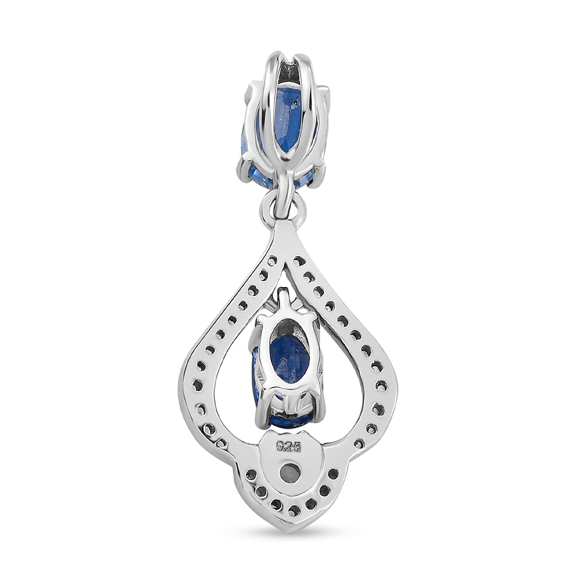 Kyanite and Natural Cambodian Zircon Pendant in Platinum Overlay Sterling Silver 1.90 Ct.