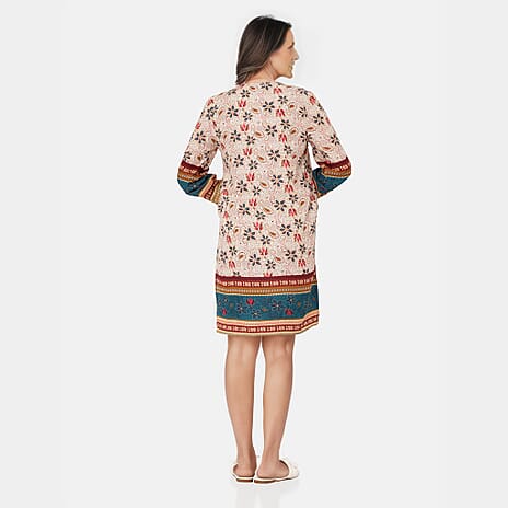 TAMSY 100% Viscose Floral Pattern Dress (Size S,8 - 10) - Multi