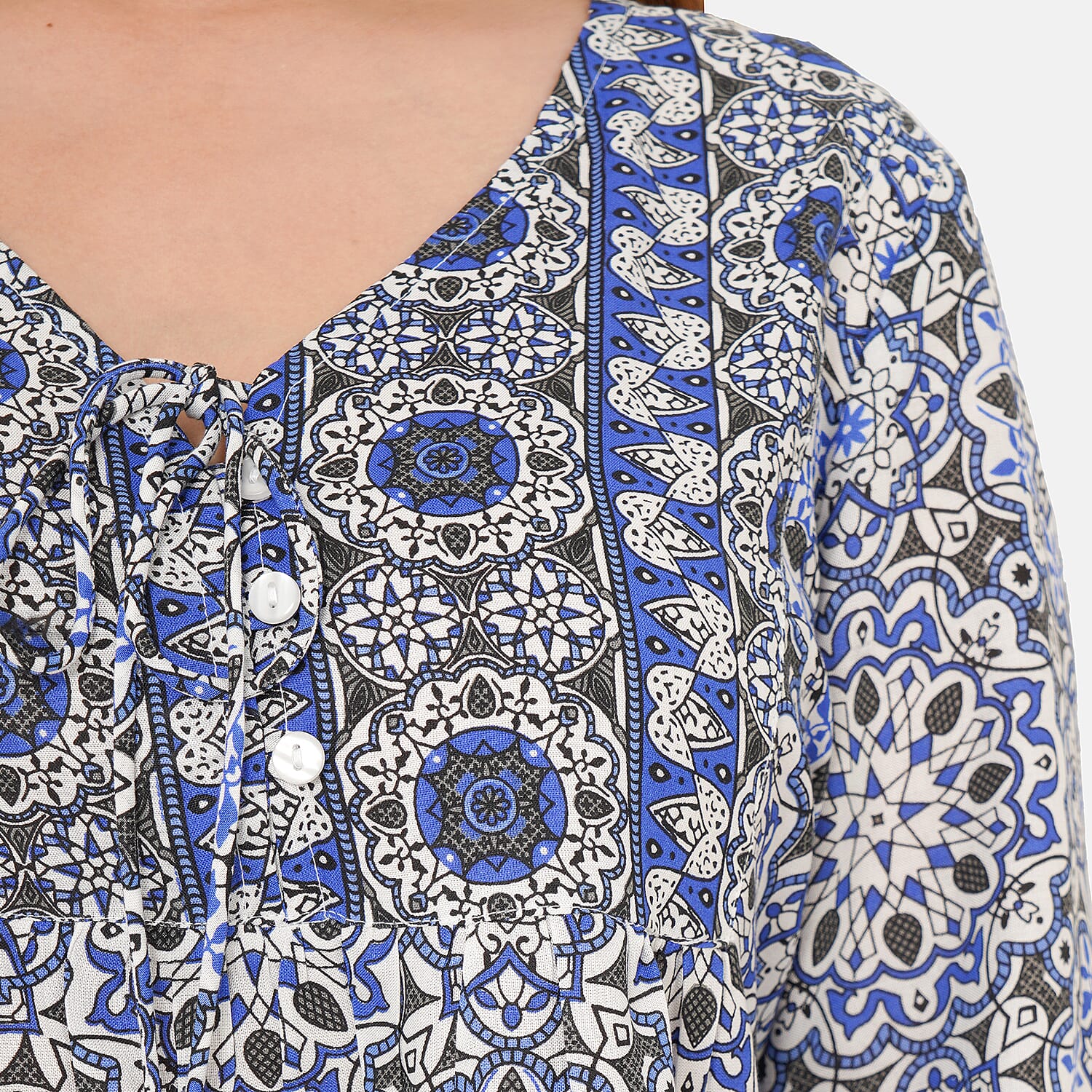 TAMSY Viscose Printed Dress - Beige