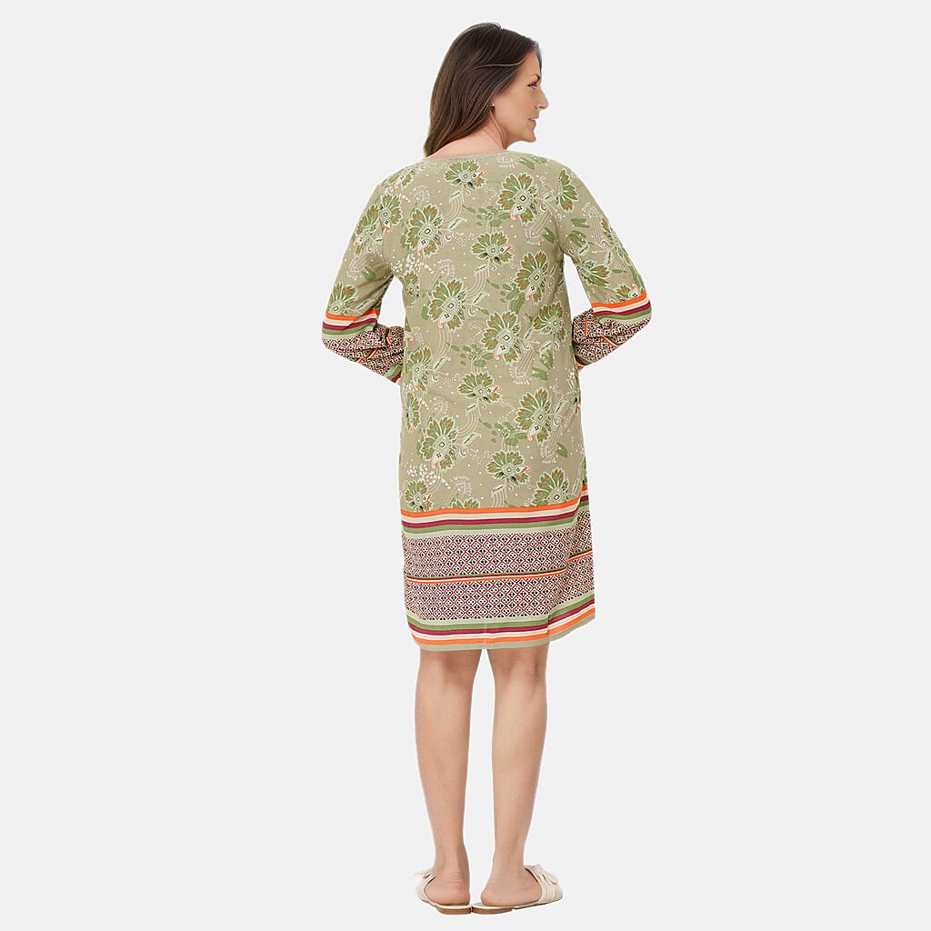 TAMSY Viscose Printed Dress - Beige