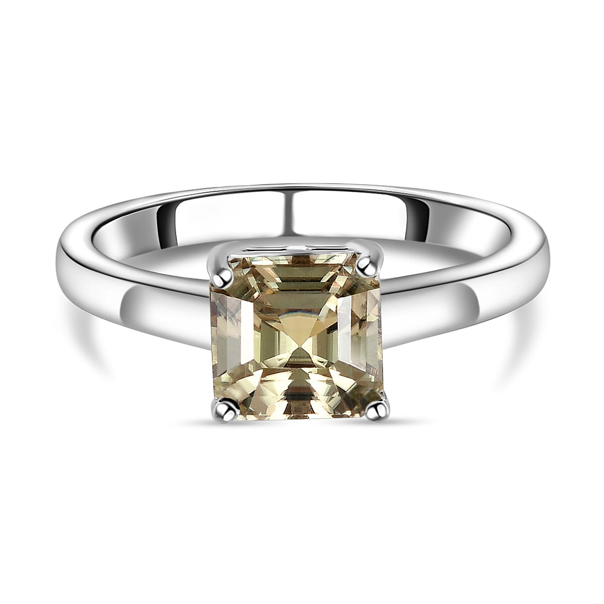FirstTime -Turkizite (Asscher Cut) Solitaire Ring in Platinum Overlay Sterling Silver 2.00 Ct.