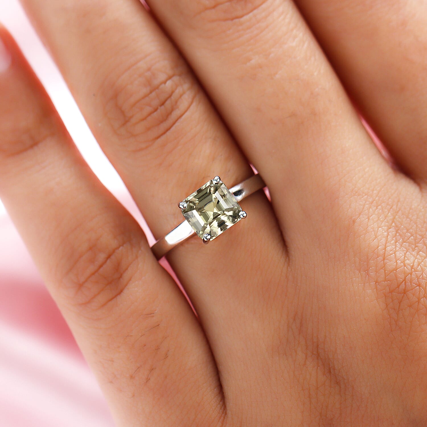 FirstTime -Turkizite (Asscher Cut) Solitaire Ring in Platinum Overlay Sterling Silver 2.00 Ct.