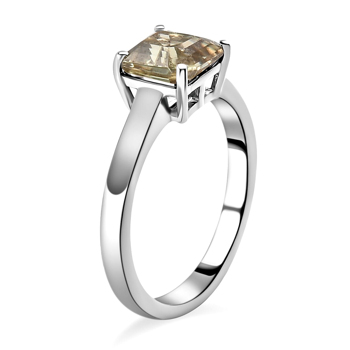 FirstTime -Turkizite (Asscher Cut) Solitaire Ring in Platinum Overlay Sterling Silver 2.00 Ct.