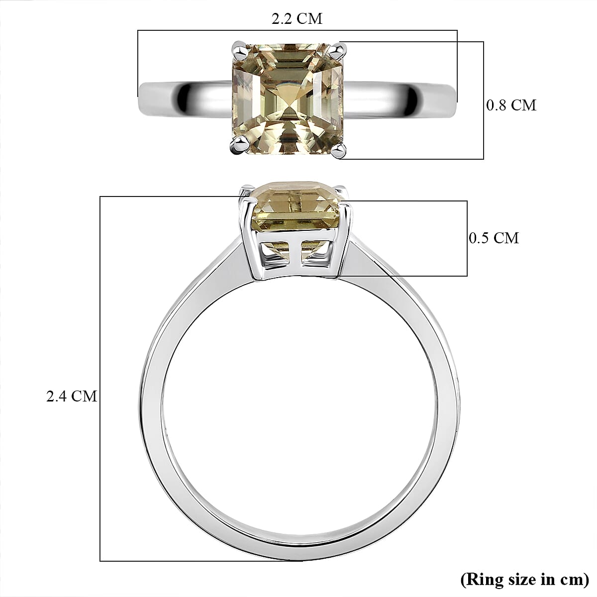 FirstTime -Turkizite (Asscher Cut) Solitaire Ring in Platinum Overlay Sterling Silver 2.00 Ct.