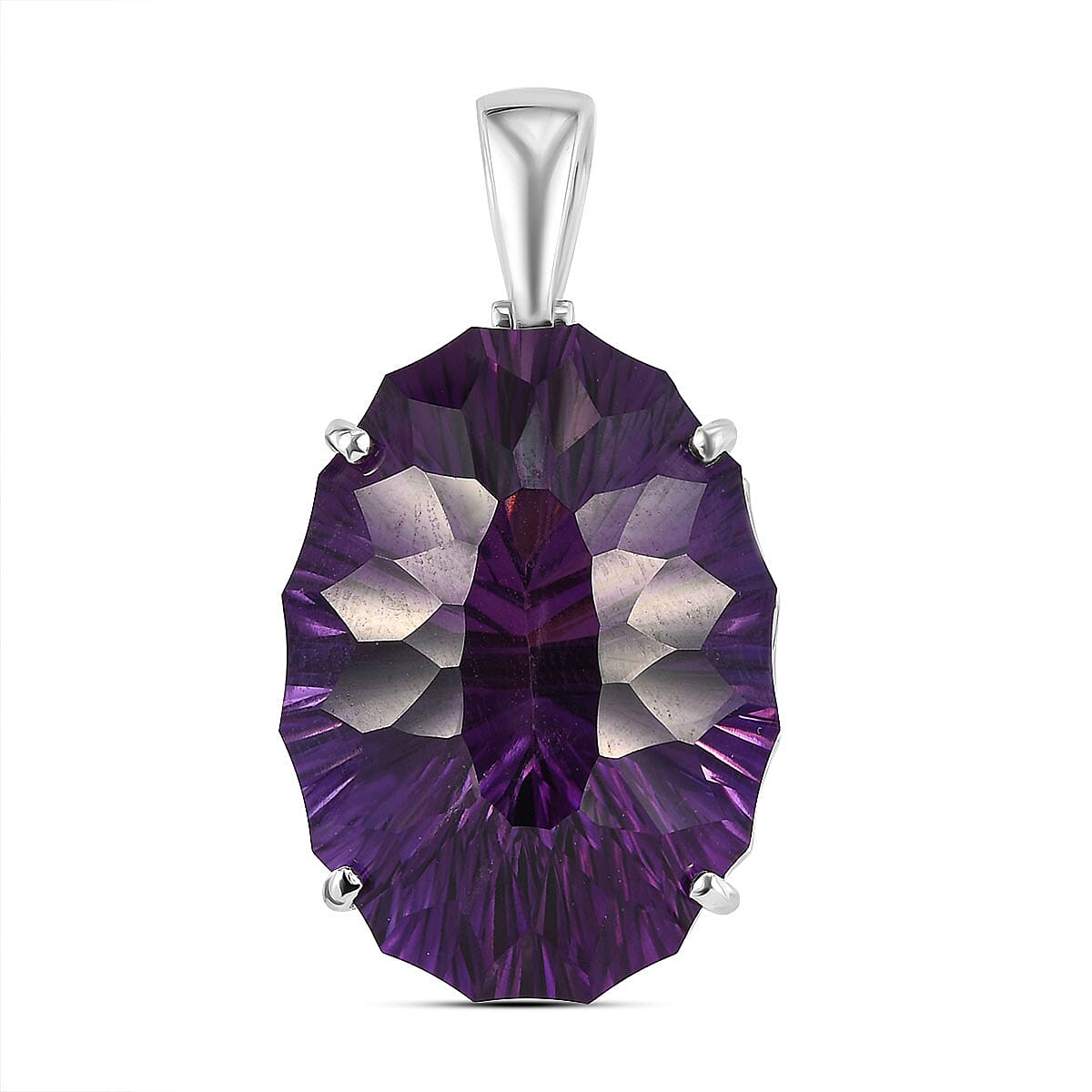 Lusaka Amethyst Pendant in Platinum Overlay Sterling Silver 51.16 Ct, Silver Wt. 5.95 Gms
