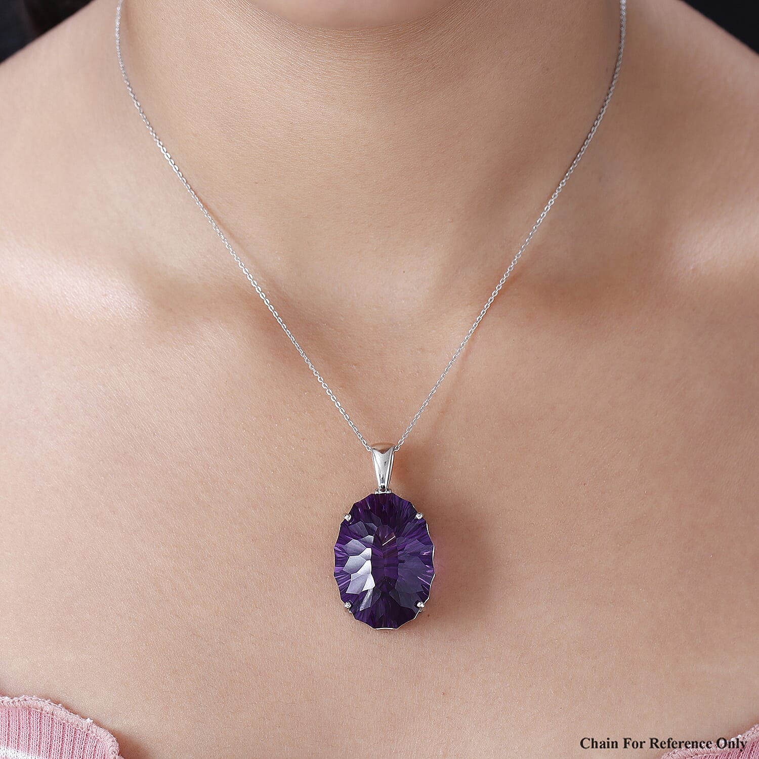Lusaka Amethyst Pendant in Platinum Overlay Sterling Silver 51.16 Ct, Silver Wt. 5.95 Gms