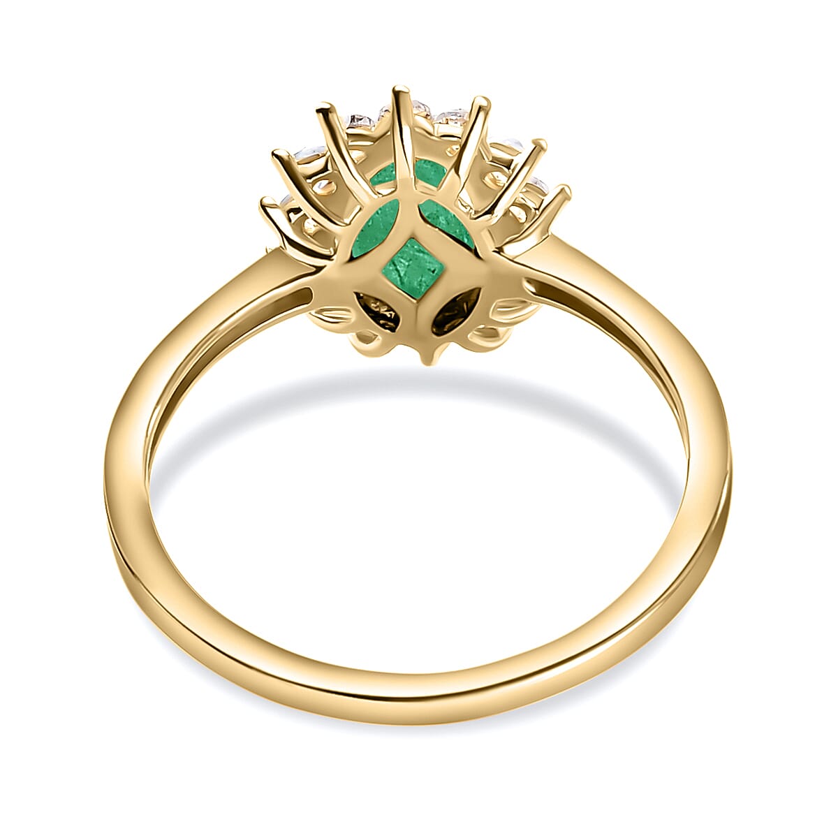 9K Yellow Gold Ethiopian Emerald and Diamond Ring