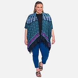TAMSY Viscose Tie Die Printed Kimono - Black