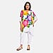 Bali Collection - 100% Viscose Handpainted Floral Pattern Short Kaftan (One Size) - Black