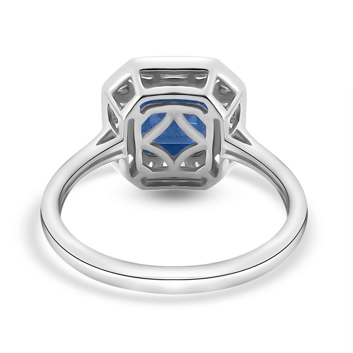 9K White Gold Kyanite (Asscher Cut) and Diamond Ring 2.09 Ct.