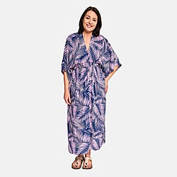 Bali Collection - Viscose Leaf Pattern Maxi Dress - Black