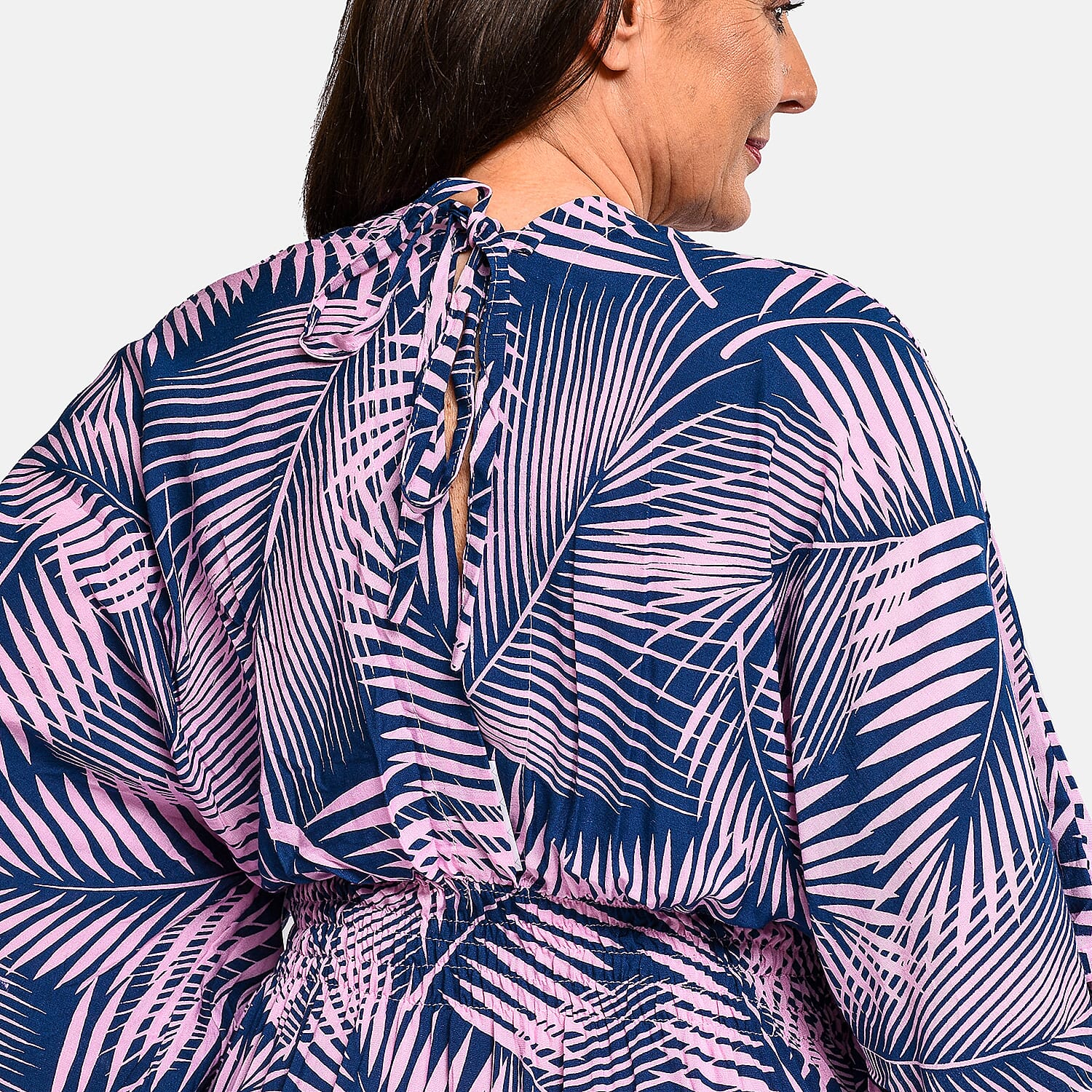 Bali Collection - Viscose Leaf Pattern Maxi Dress - Black