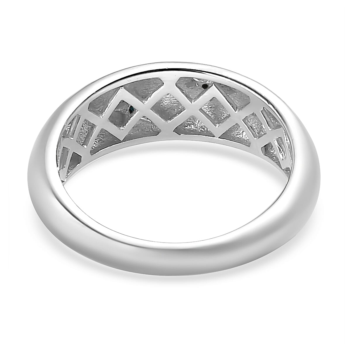 Blue Diamond Star Dome Ring in Platinum Overlay Sterling Silver