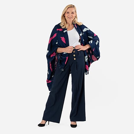 Tamsy Abstract Print Sarong with Matching Carry Bag (Size L) - Dark Blue