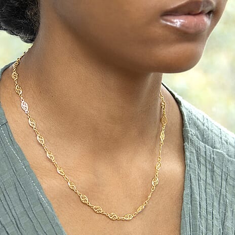 9K Yellow Gold Filigree Oval Link Chain 18 Inch