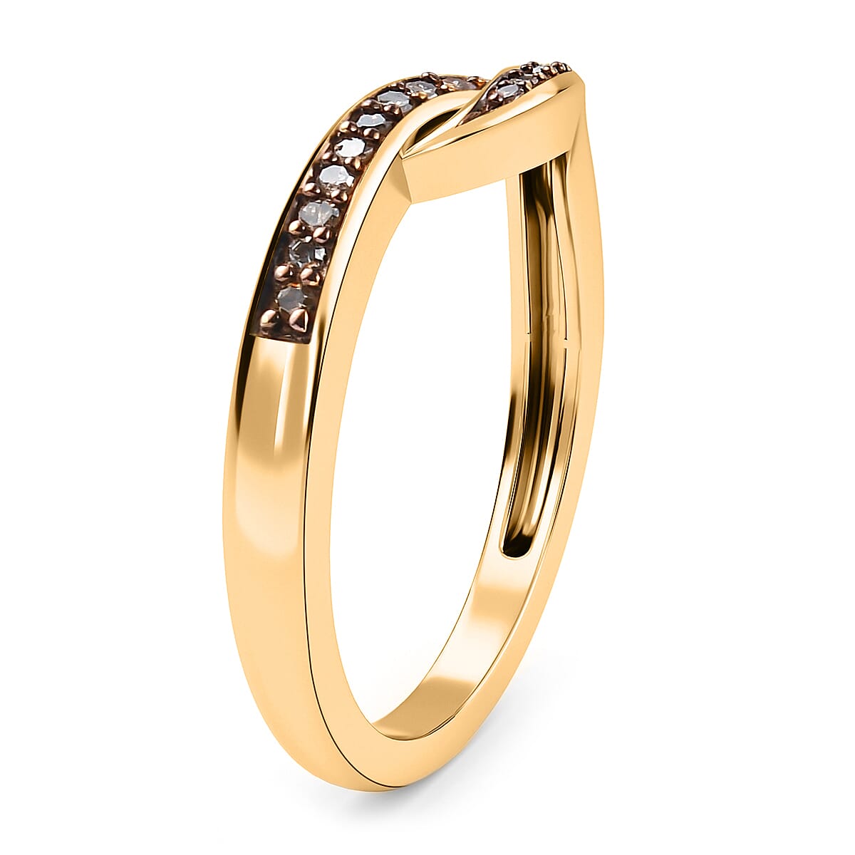 Champagne Diamond Ring in 18K Vermeil Yellow Gold Plated Sterling Silver 0.11 Ct.