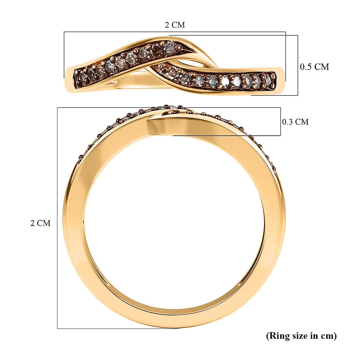 Champagne Diamond Ring in 18K Vermeil Yellow Gold Plated Sterling Silver 0.11 Ct.