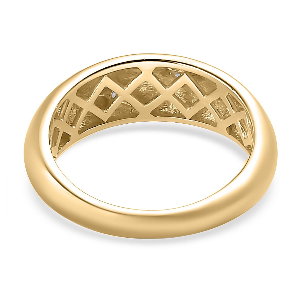Champagne Diamond Star Dome Ring in 18K Yellow Gold Vermeil Plated Sterling Silver 0.070 Ct.