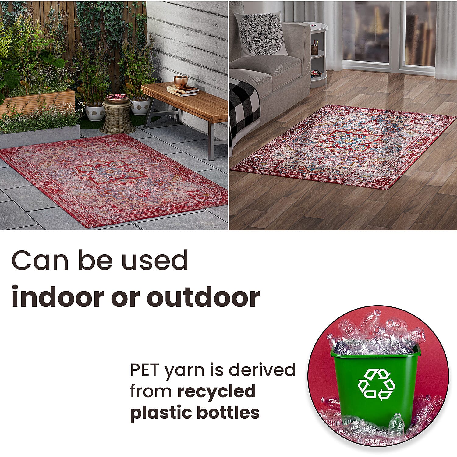 DOD - PET Outdoor Digital Printed Rug - Red