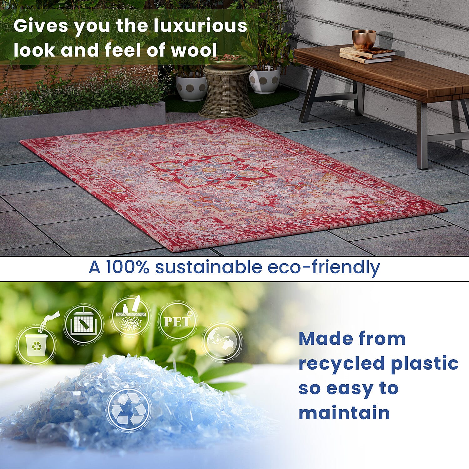 DOD - PET Outdoor Digital Printed Rug - Red