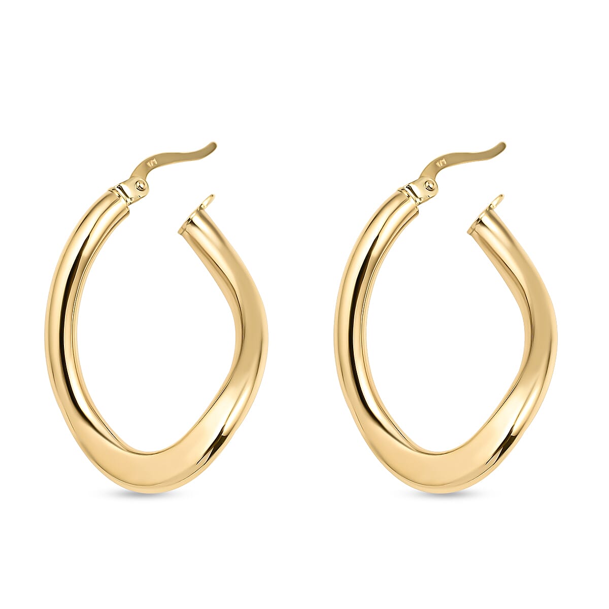 Italian Made One Time Close Out- 9K Yellow Gold Hoop Earrings (with Post Clasp)outer size 29.50x19.70mm.