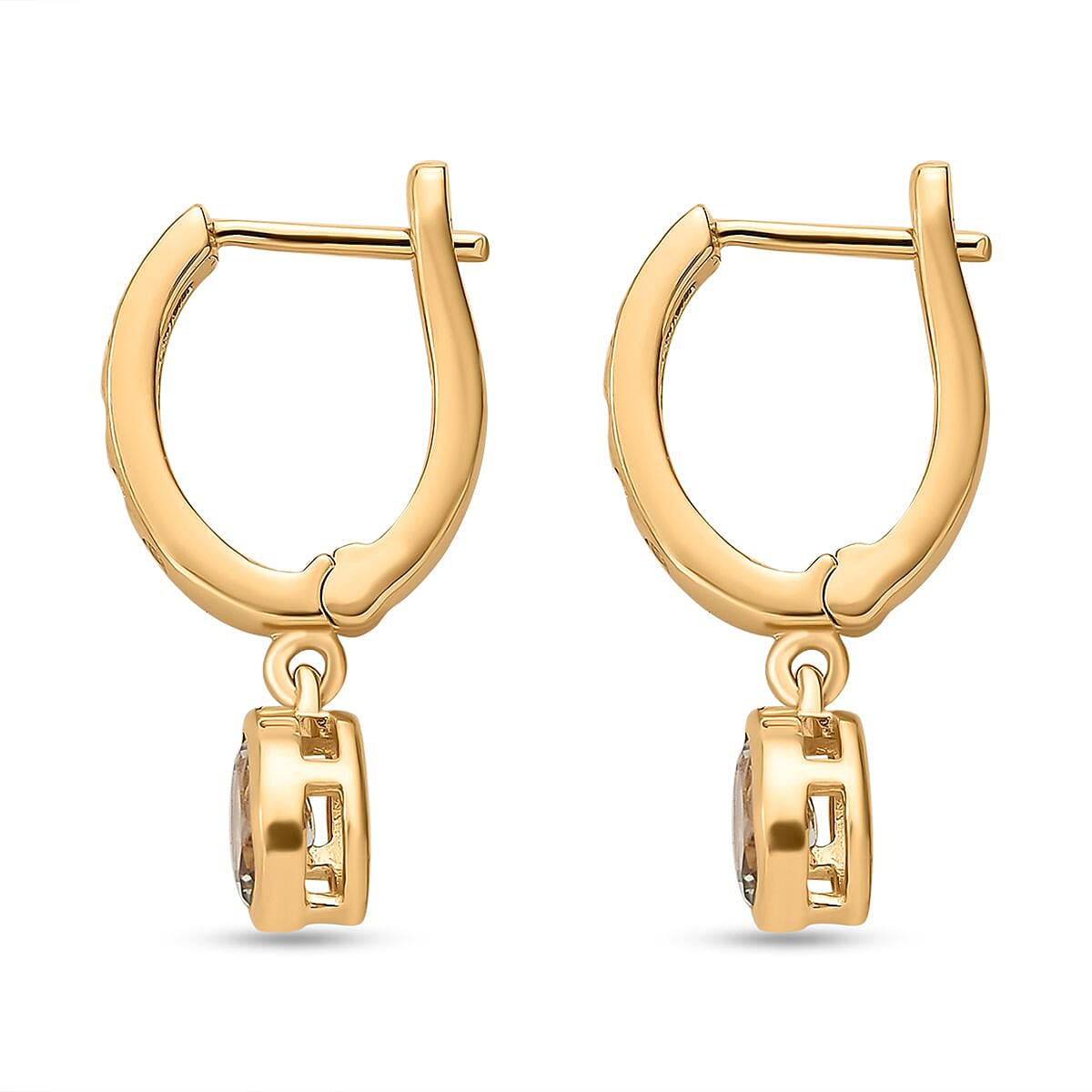 Turkizite and Natural Cambodian Zircon Hoop Earrings in Vermeil Yellow Gold Overlay Sterling Silver 1.07 Ct.